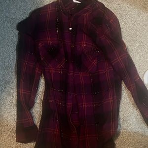 Purple plaid shirt long sleeve